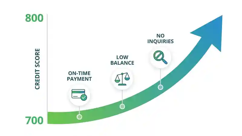 Credit score improvement journey from 700 to 800