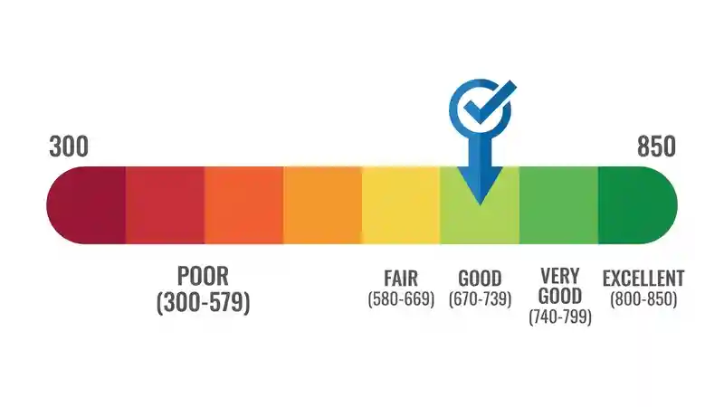Credit score range chart highlighting 700 as good score