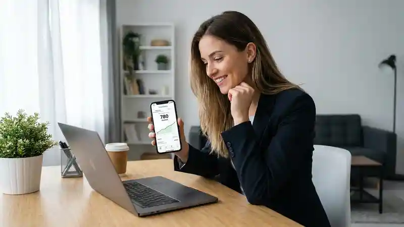 Person checking 700 credit score on smartphone